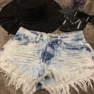 Celio Jeans High Wasted Distressed Denim Shorts